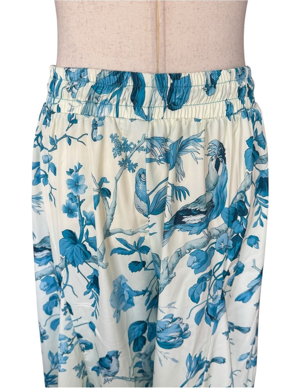 A Rare Bird Tropical Print Stretch Waist Wide Leg Ruffle Pants Boho M L O/S - Picture 6 of 8